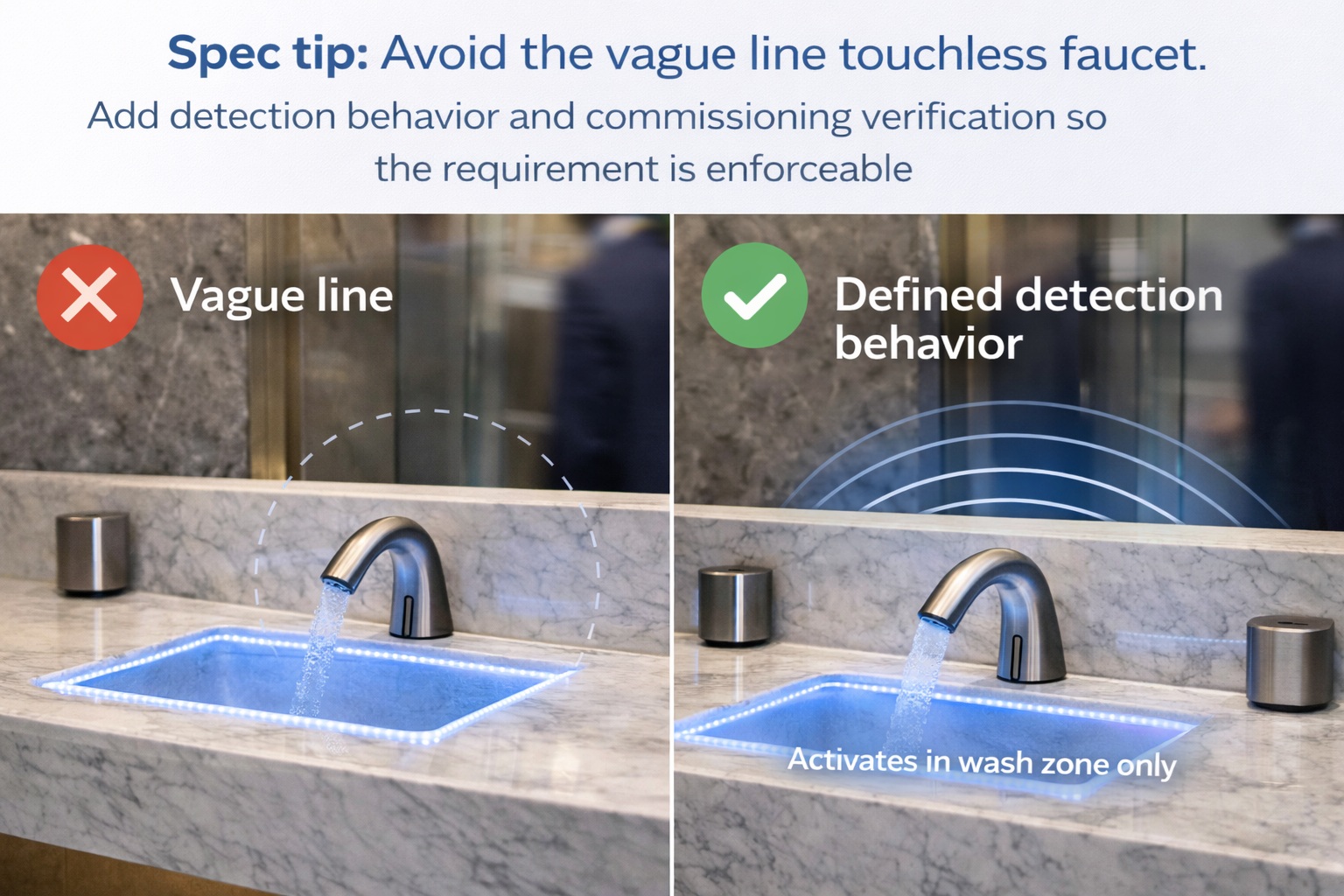 Operations and maintenance context image for touchless faucet servicing